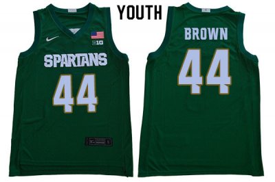 Youth Michigan State Spartans NCAA #44 Gabe Brown Green Authentic Nike Stitched College Basketball Jersey BR32P30NO